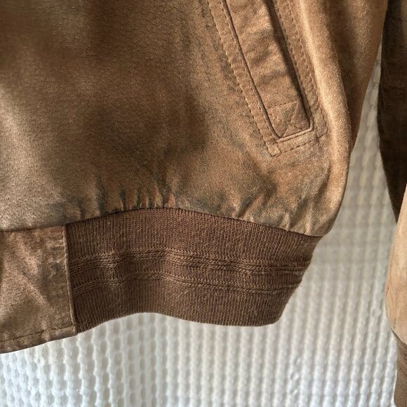 Roundtree & Yorke men's medium brown suede bomber jacket winter casual outdoors - Picture 8 of 8